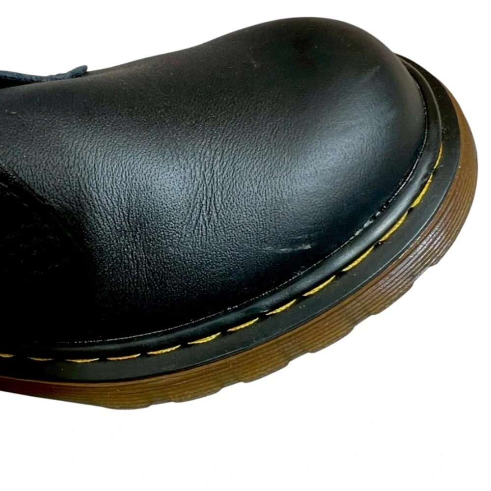 Dr. Martens 1461J Kids Black Leather Lace-Up Shoe with Yellow Stitching